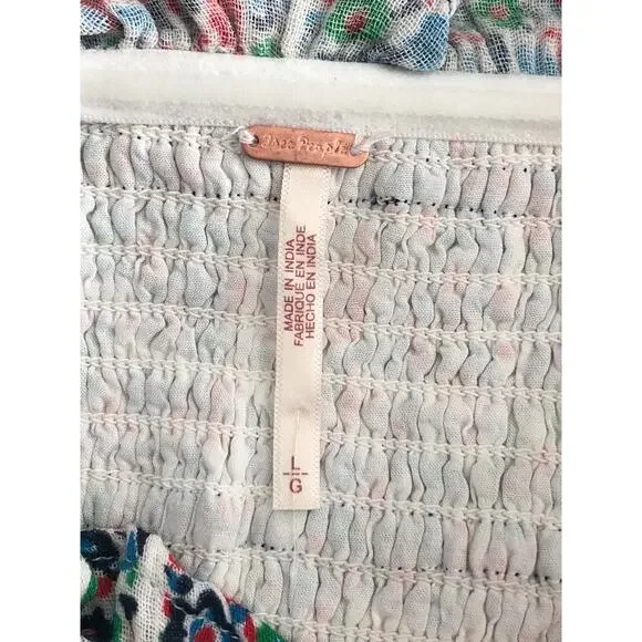 Free People Bali Checked Out Print Romper Women's Large Gardenia Combo NEW - Picture 6 of 11